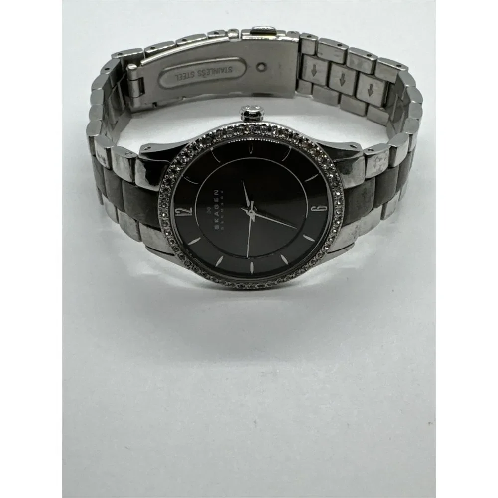 Skagen 347SSMX Women's Stainless Steel Analog Black Dial Quartz Watch JNA770